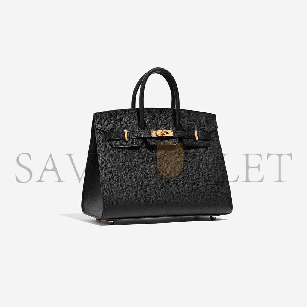 HERMES BIRKIN 25 EPSOM LEATHER BLACK GOLD BUCKLE HIGH END BAG H028369CC89 (25*20*13cm)